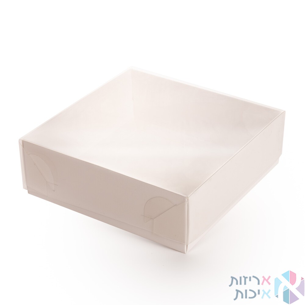 קופסאות קרטון עם מכסה שקוף במידה 15-15-5 - לבן