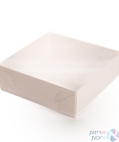 קופסאות קרטון עם מכסה שקוף במידה 15-15-5 - לבן