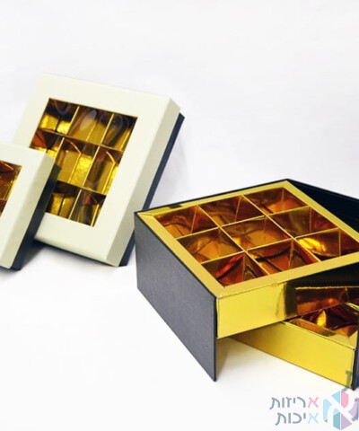 קופסאות קרטון לפרלינים עם חלון