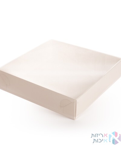 קופסאות קרטון עם מכסה שקוף במידה 20-20-5 - לבן