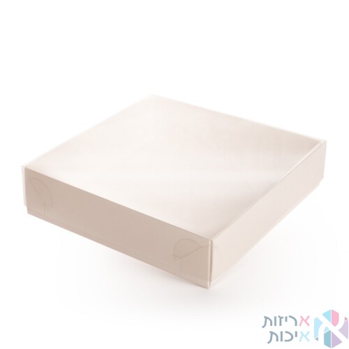 קופסאות קרטון עם מכסה שקוף במידה 20-20-5 - לבן