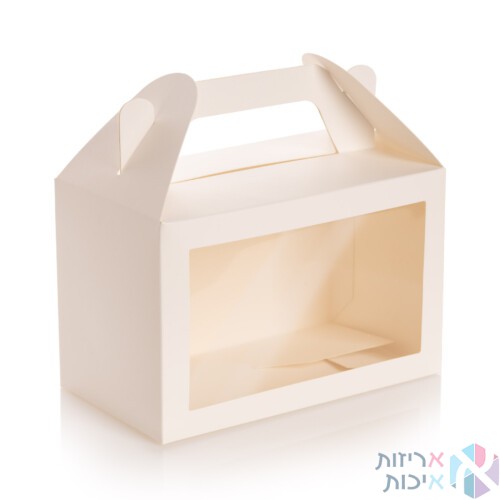 מזוודות קרטון קשיחות (לאנץ' בוקס) - צבע לבן עם חלון PVC