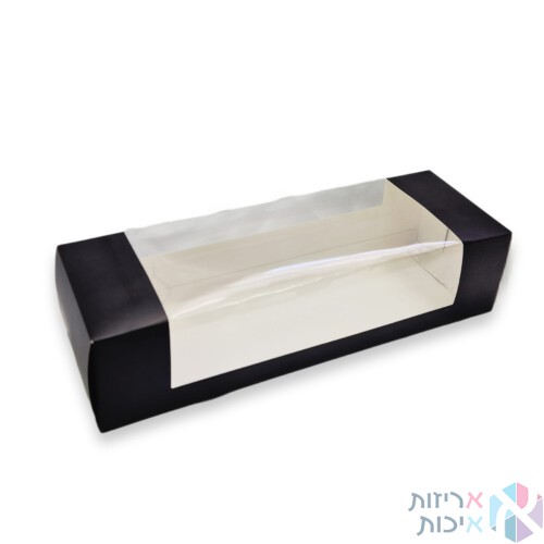 קופסאות קרטון עם חלון שקוף במידה 30107 סמ (אינגליש קייק) – צבע לבן