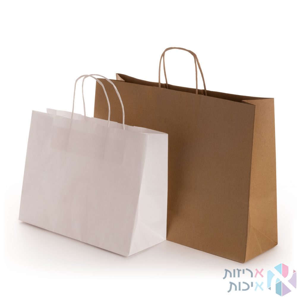 שקיות נשיאה מנייר טבעי דית מגולגלת (ידית הפוכה) 40/32 50 יח'