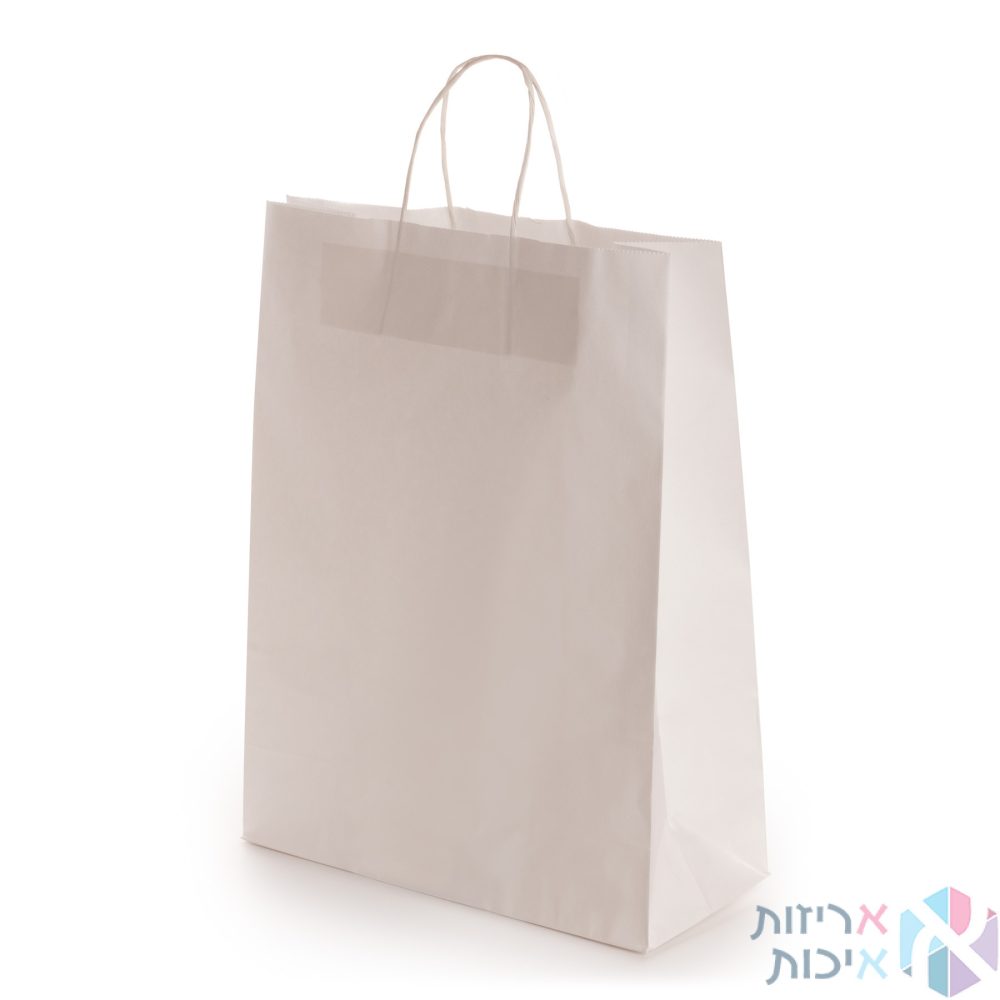 שקיות נשיאה מנייר לבן ידית מגולגלת 32/40 50 יח'